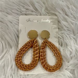 Rattan Brown and Gold Earrings